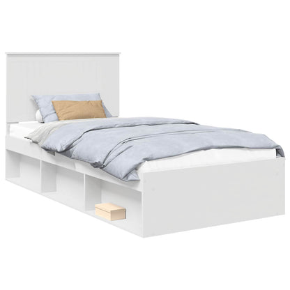 Bedframe met hoofdeinde Wit 100 x 200 cm Massief grenenhout