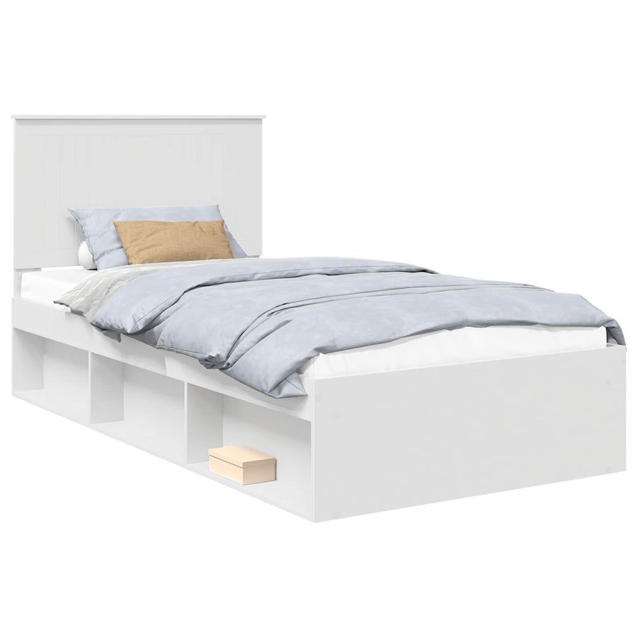 Bedframe met hoofdeinde Wit 100 x 200 cm Massief grenenhout