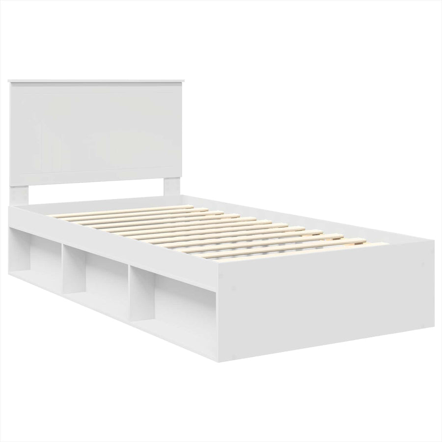 Bedframe met hoofdeinde Wit 100 x 200 cm Massief grenenhout
