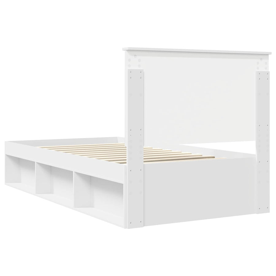 Bedframe met hoofdeinde Wit 100 x 200 cm Massief grenenhout