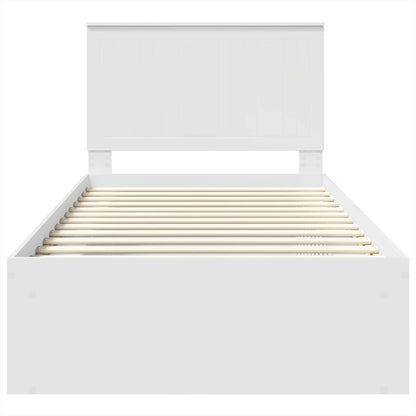 Bedframe met hoofdeinde Wit 100 x 200 cm Massief grenenhout