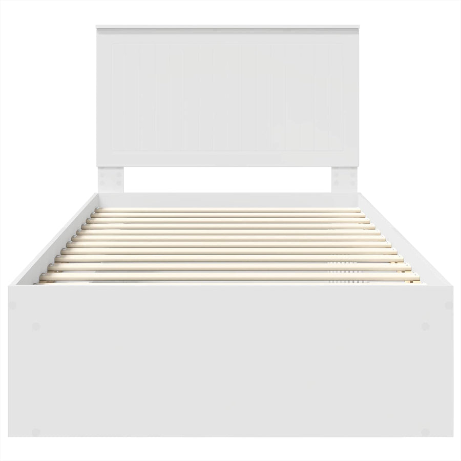Bedframe met hoofdeinde Wit 100 x 200 cm Massief grenenhout