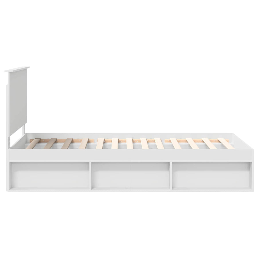 Bedframe met hoofdeinde Wit 100 x 200 cm Massief grenenhout