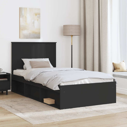Bedframe met hoofdeinde Zwart 100 x 200 cm Massief grenenhout