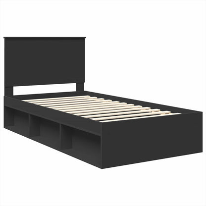 Bedframe met hoofdeinde Zwart 100 x 200 cm Massief grenenhout
