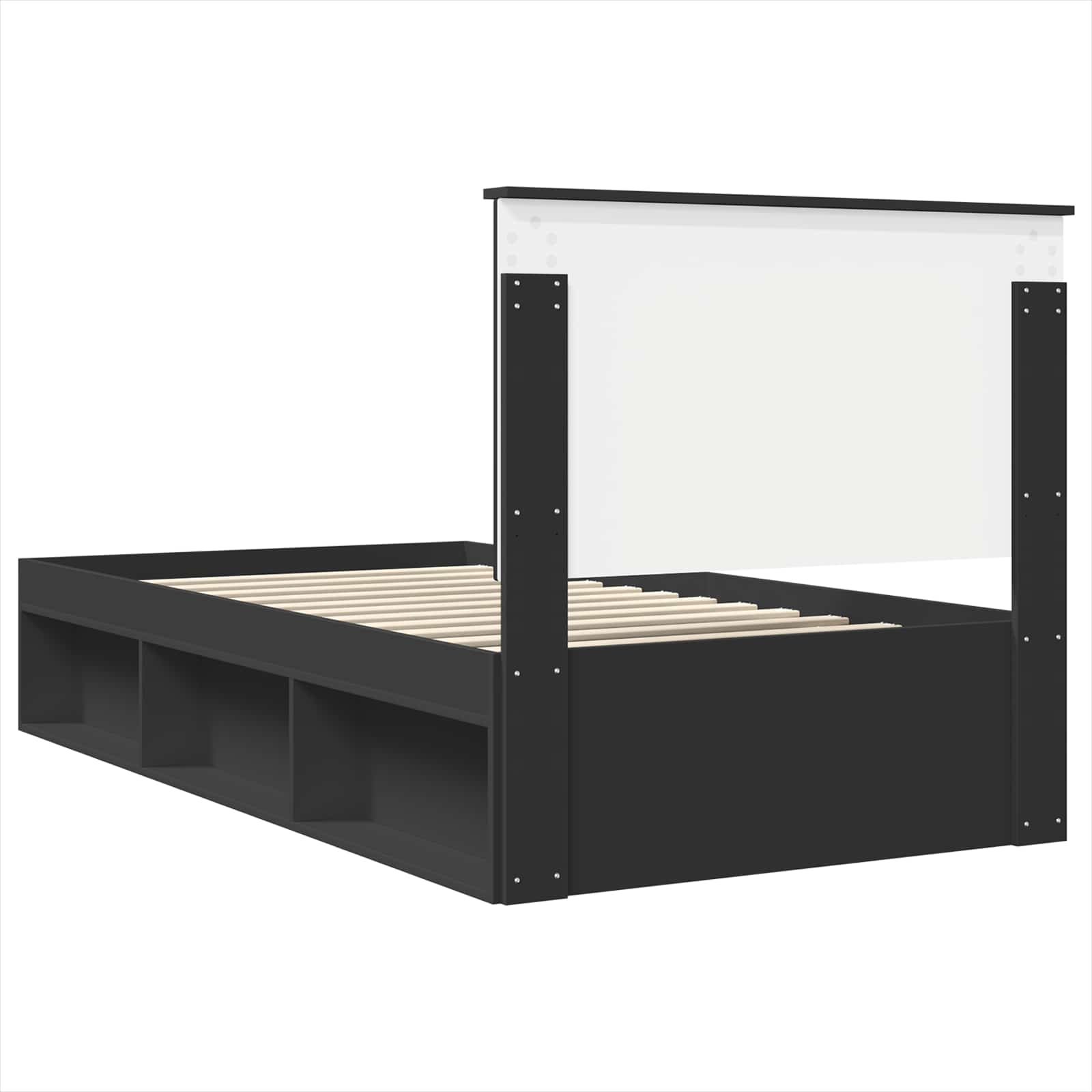 Bedframe met hoofdeinde Zwart 100 x 200 cm Massief grenenhout