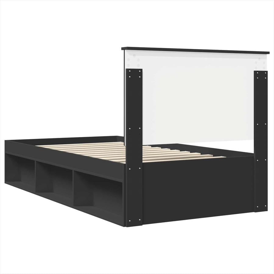 Bedframe met hoofdeinde Zwart 100 x 200 cm Massief grenenhout