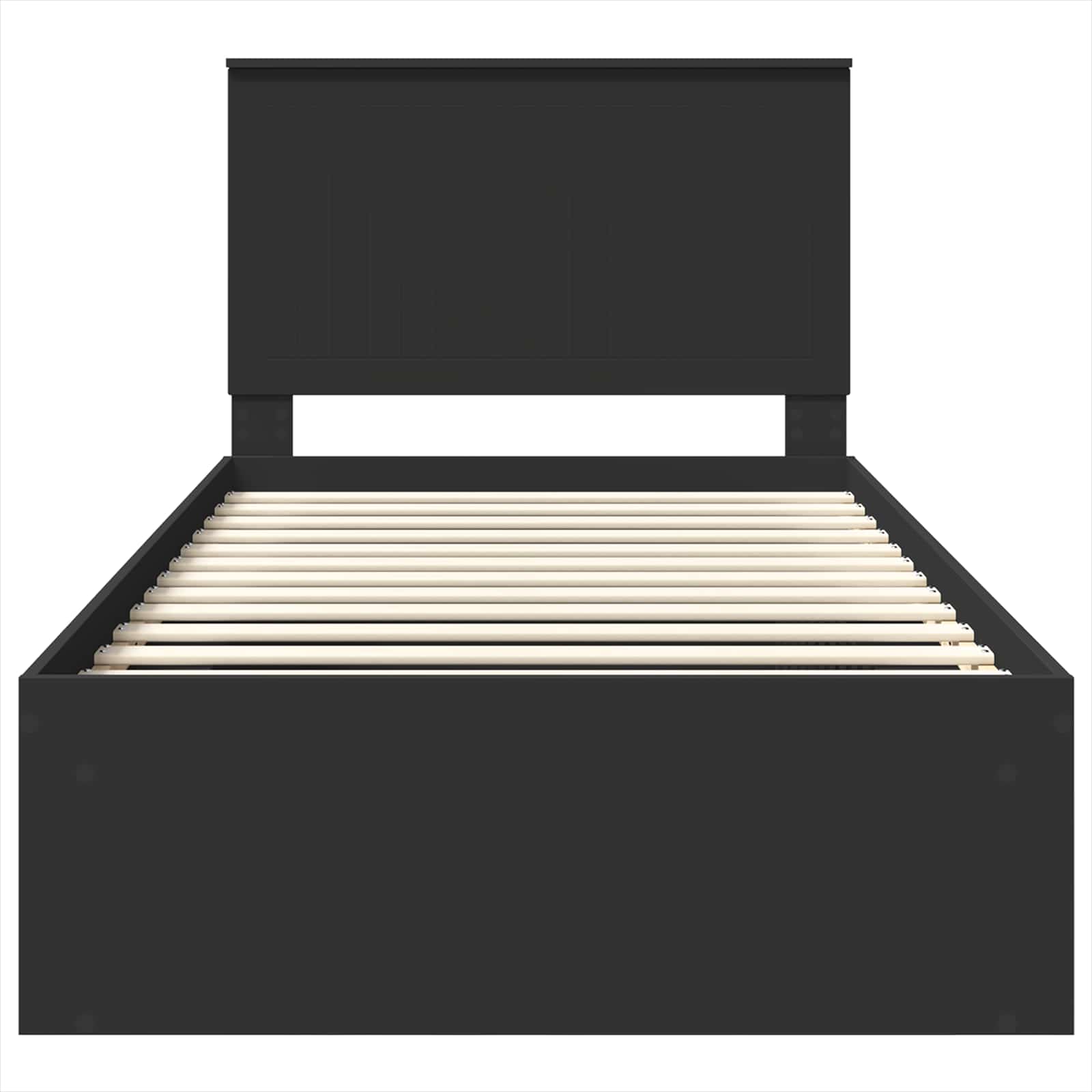 Bedframe met hoofdeinde Zwart 100 x 200 cm Massief grenenhout