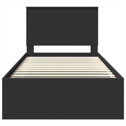Bedframe met hoofdeinde Zwart 100 x 200 cm Massief grenenhout
