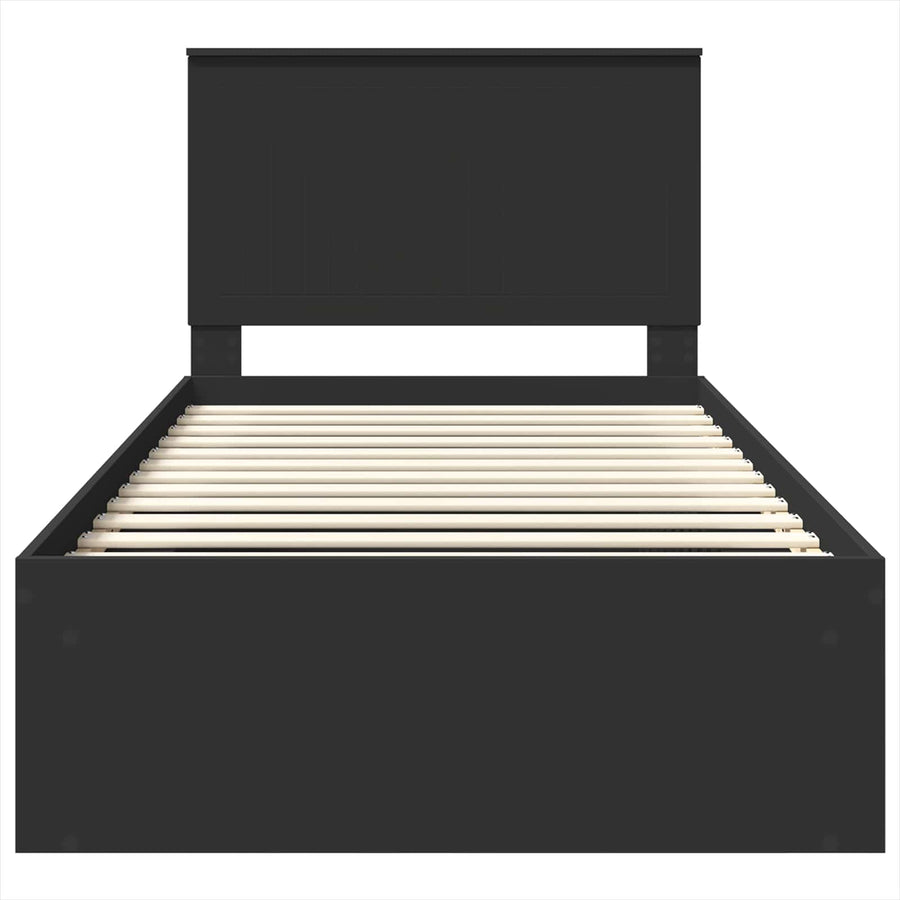 Bedframe met hoofdeinde Zwart 100 x 200 cm Massief grenenhout