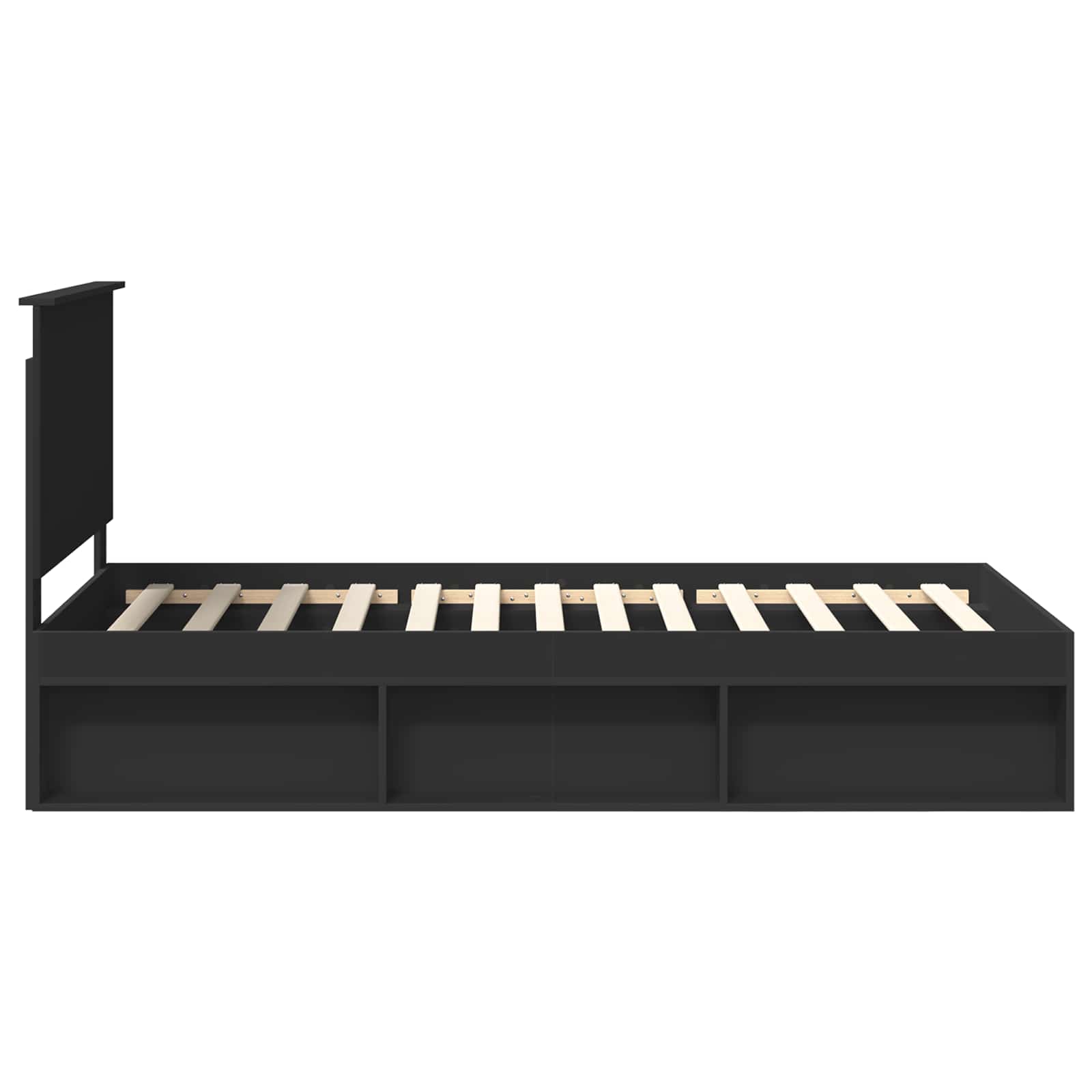 Bedframe met hoofdeinde Zwart 100 x 200 cm Massief grenenhout