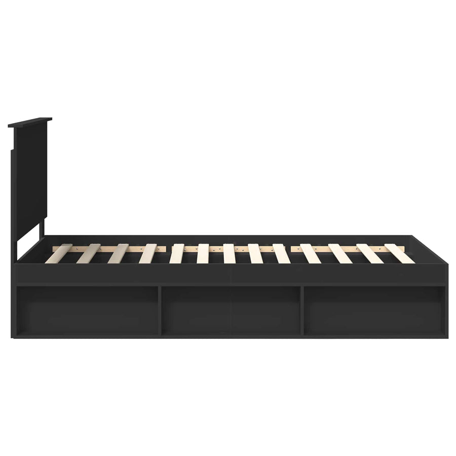 Bedframe met hoofdeinde Zwart 100 x 200 cm Massief grenenhout