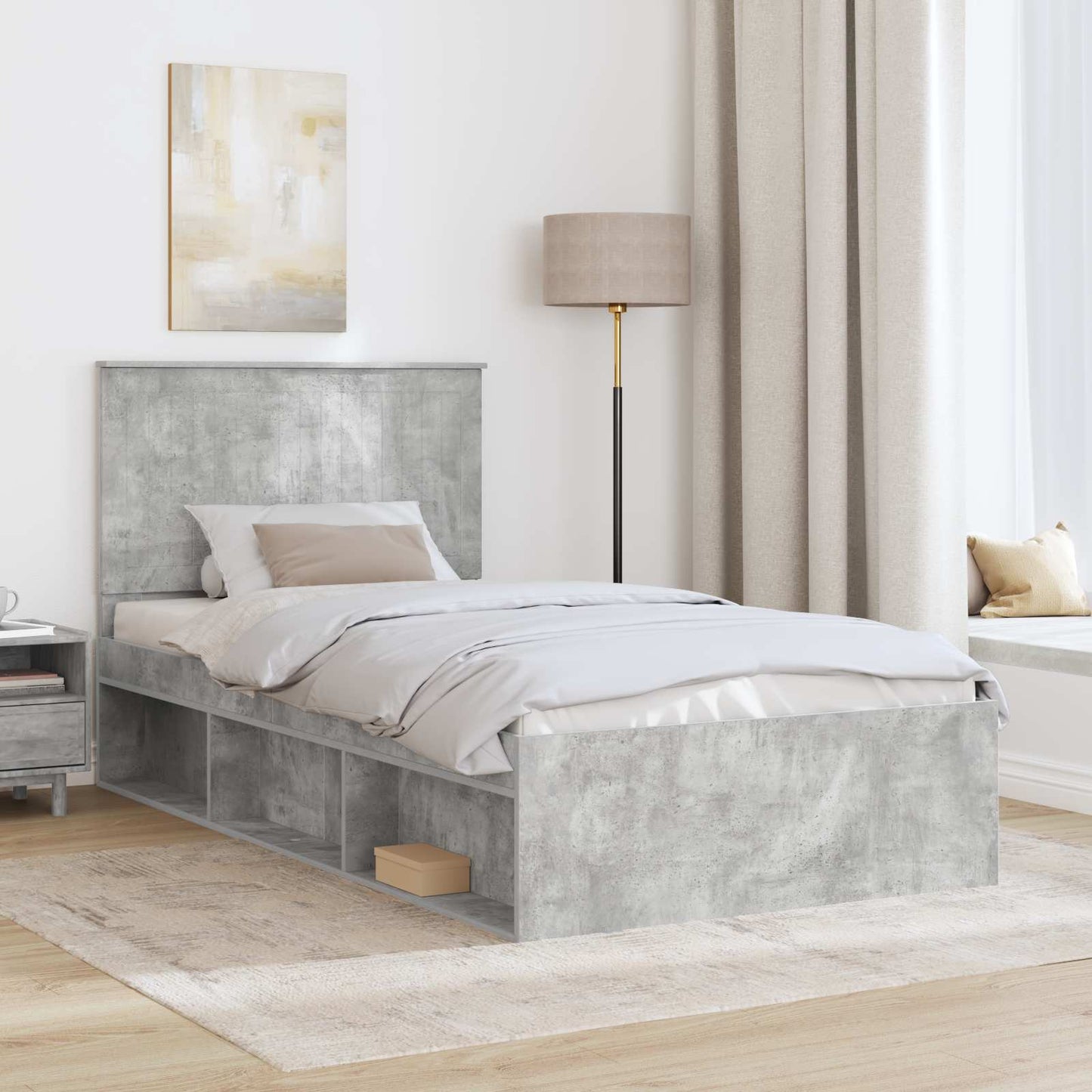 Bedframe Concerte Grijs 100 x 200 cm Massief grenenhout