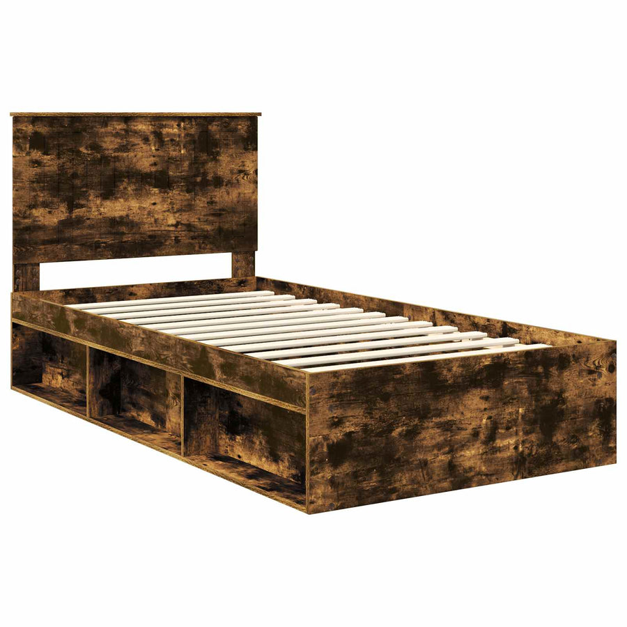 Bedframe Gerookt eiken 100 x 200 cm Massief grenenhout