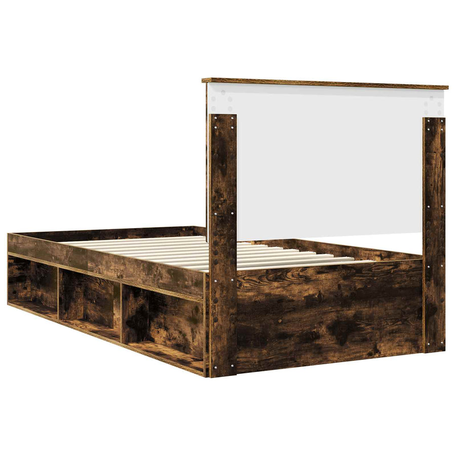 Bedframe Gerookt eiken 100 x 200 cm Massief grenenhout