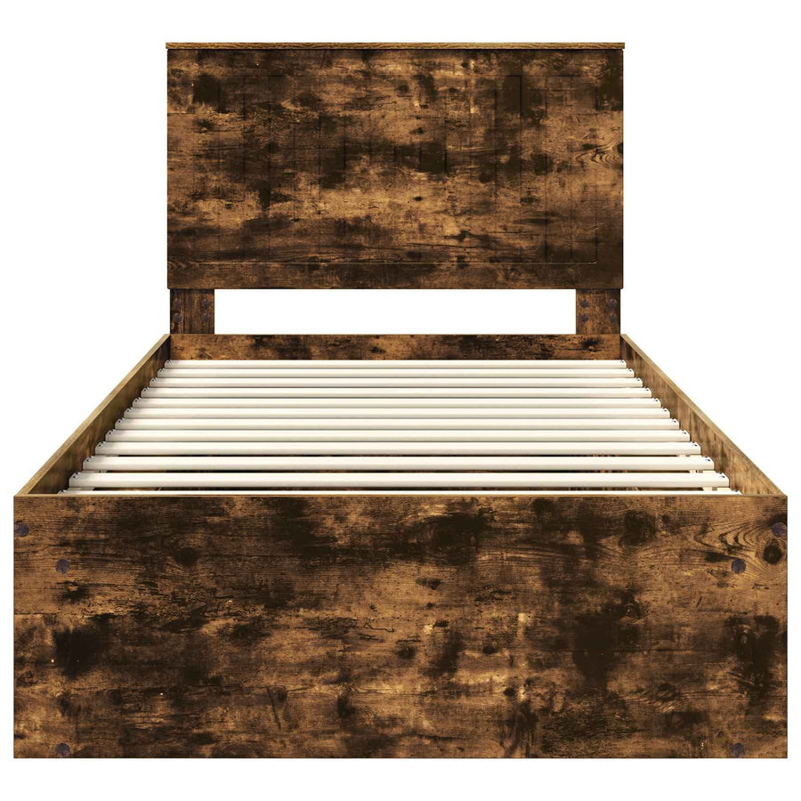 Bedframe Gerookt eiken 100 x 200 cm Massief grenenhout