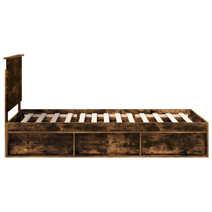 Bedframe Gerookt eiken 100 x 200 cm Massief grenenhout