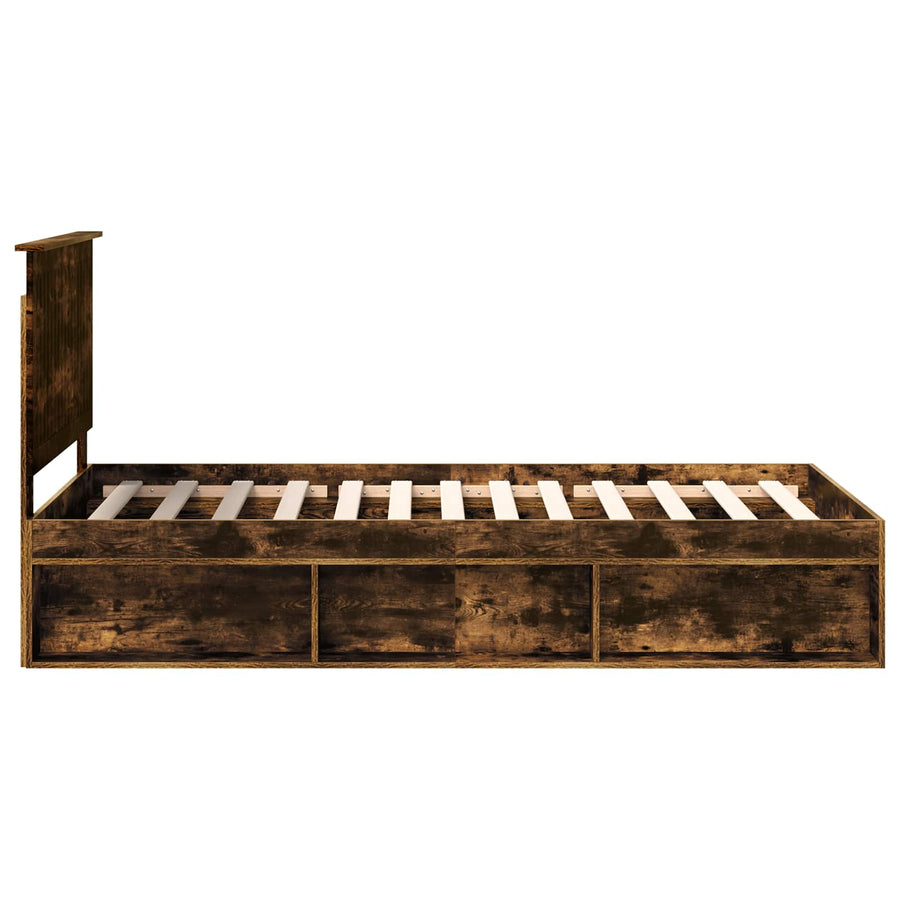Bedframe Gerookt eiken 100 x 200 cm Massief grenenhout