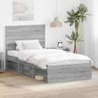 Bedframe 100x200 cm grijs massief grenenhout