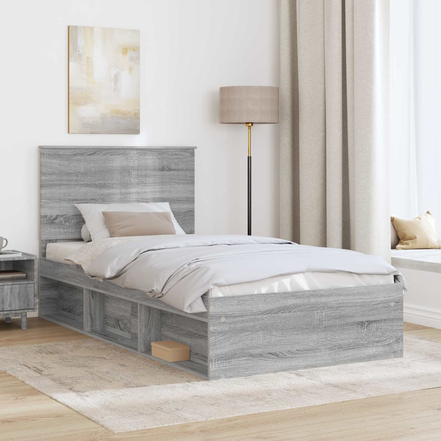 Bedframe Grijs Sonoma 100 x 200 cm Massief grenenhout