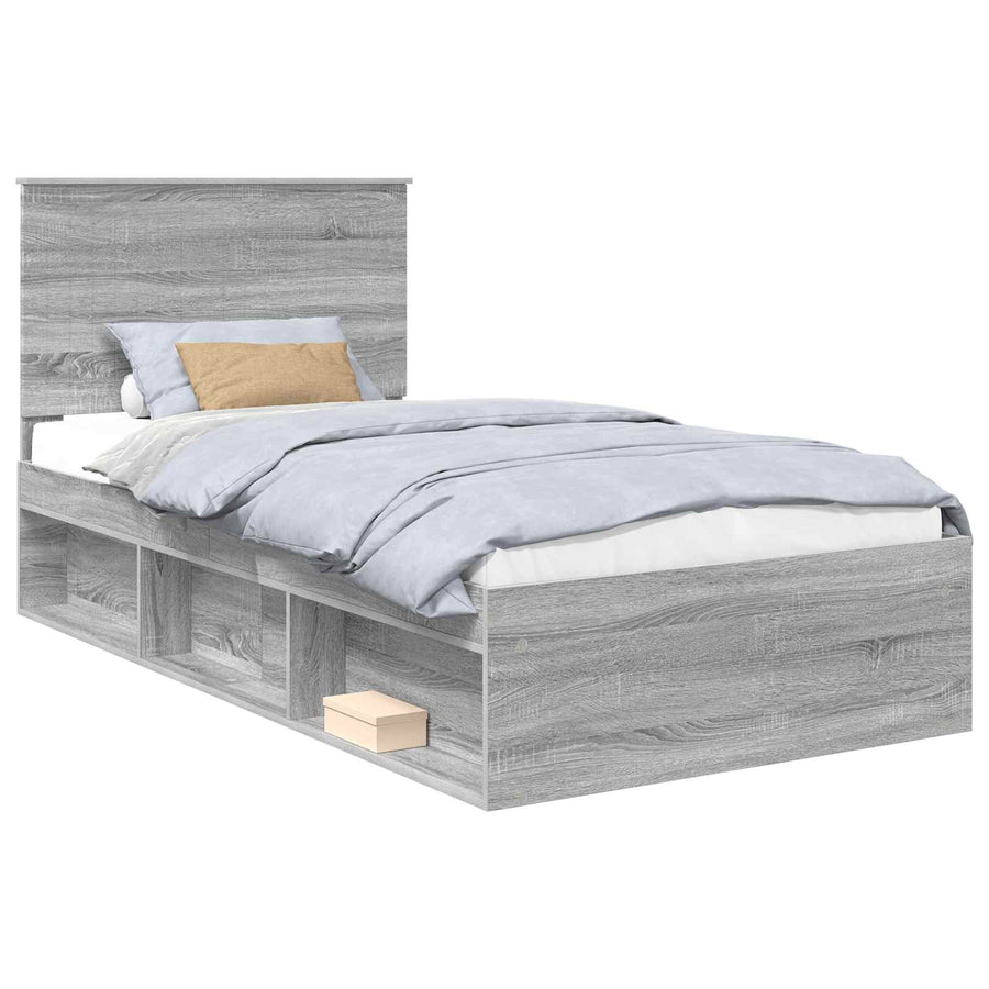 Bedframe Grijs Sonoma 100 x 200 cm Massief grenenhout