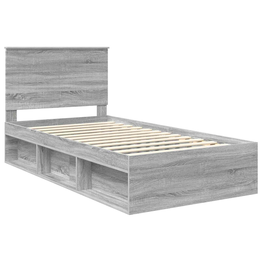 Bedframe Grijs Sonoma 100 x 200 cm Massief grenenhout