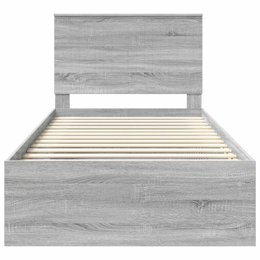 Bedframe Grijs Sonoma 100 x 200 cm Massief grenenhout