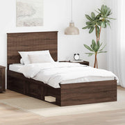 Bedframe 100x200 cm massief grenenhout bruin eiken