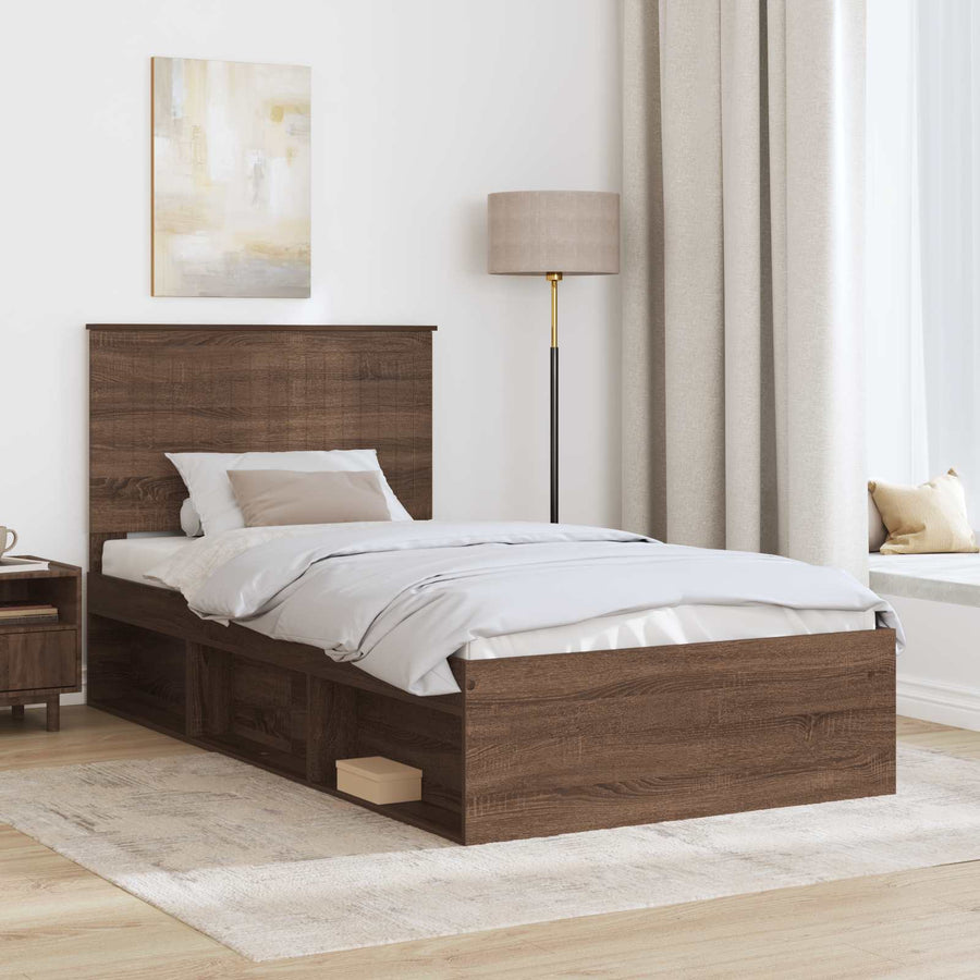 Bedframe Bruin Eiken 100 x 200 cm Massief grenenhout