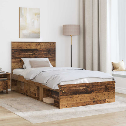 Bedframe met hoofdeinde Oudhout 100 x 200 cm Massief grenenhout