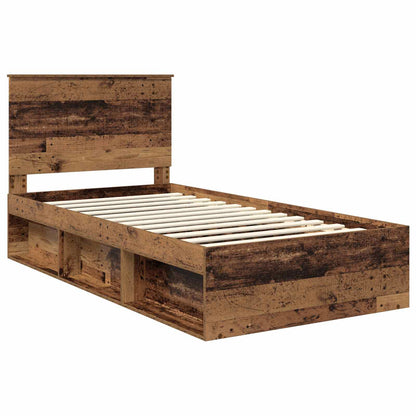 Bedframe met hoofdeinde Oudhout 100 x 200 cm Massief grenenhout