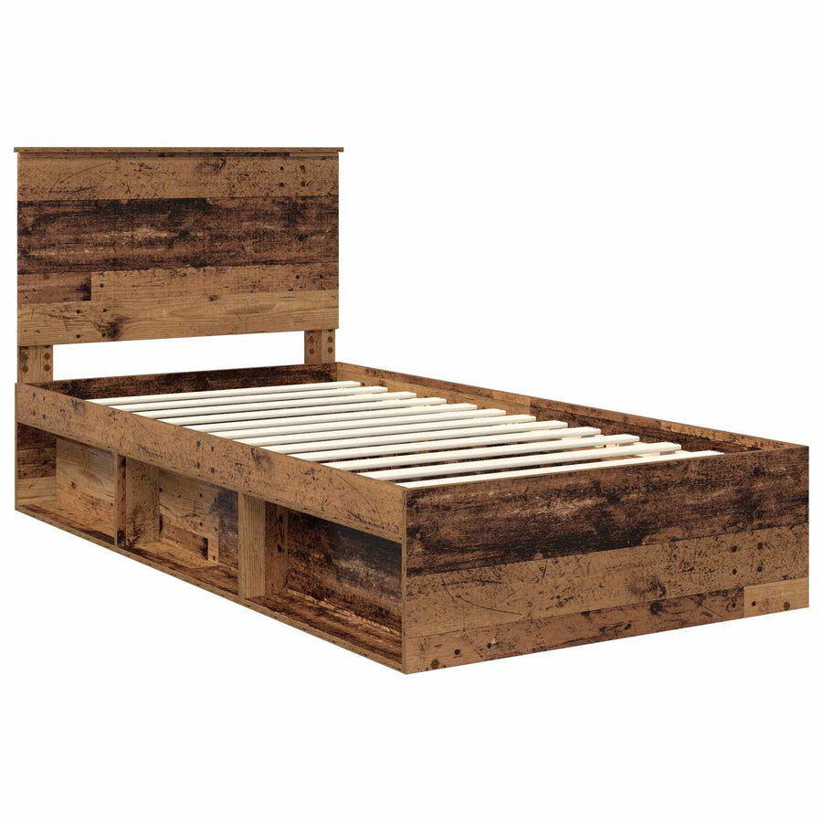 Bedframe met hoofdeinde Oudhout 100 x 200 cm Massief grenenhout
