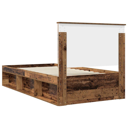 Bedframe met hoofdeinde Oudhout 100 x 200 cm Massief grenenhout