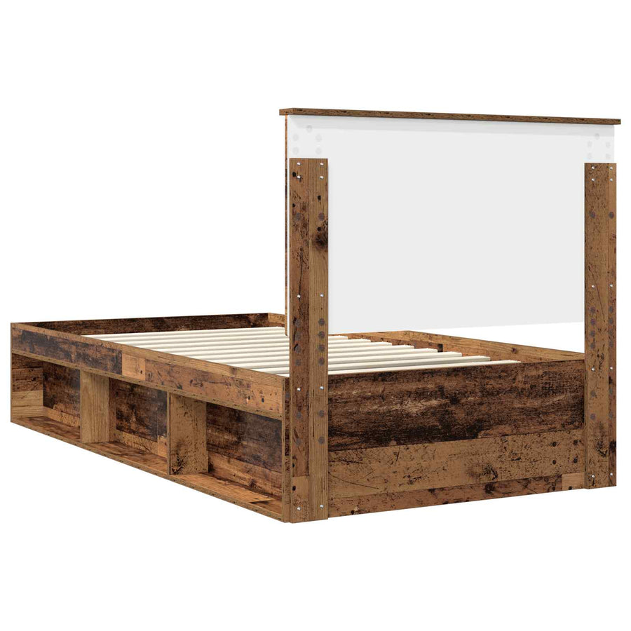 Bedframe met hoofdeinde Oudhout 100 x 200 cm Massief grenenhout