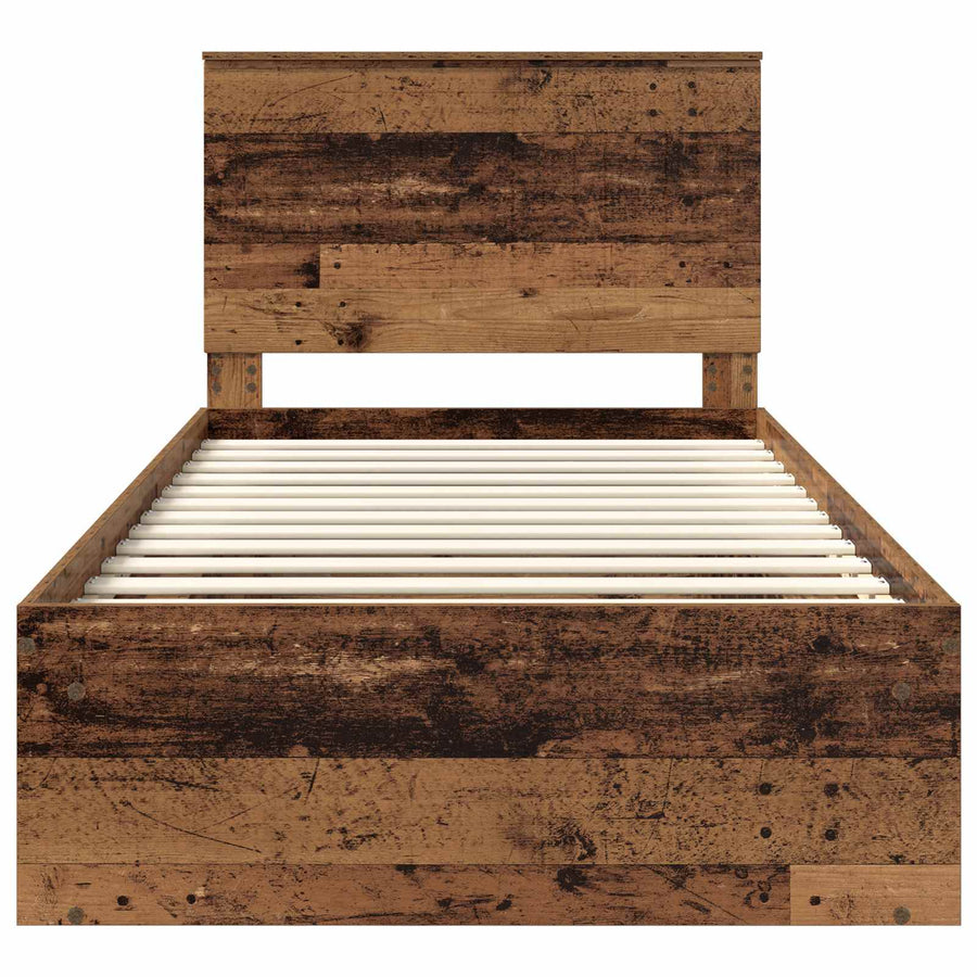 Bedframe met hoofdeinde Oudhout 100 x 200 cm Massief grenenhout