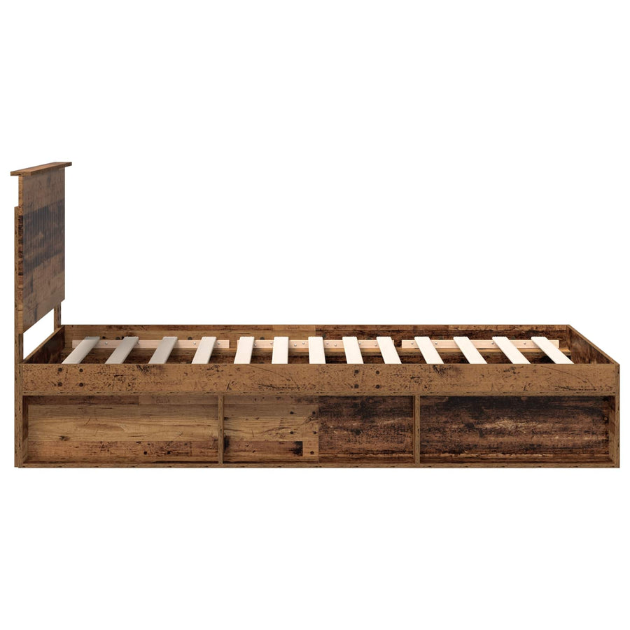 Bedframe met hoofdeinde Oudhout 100 x 200 cm Massief grenenhout
