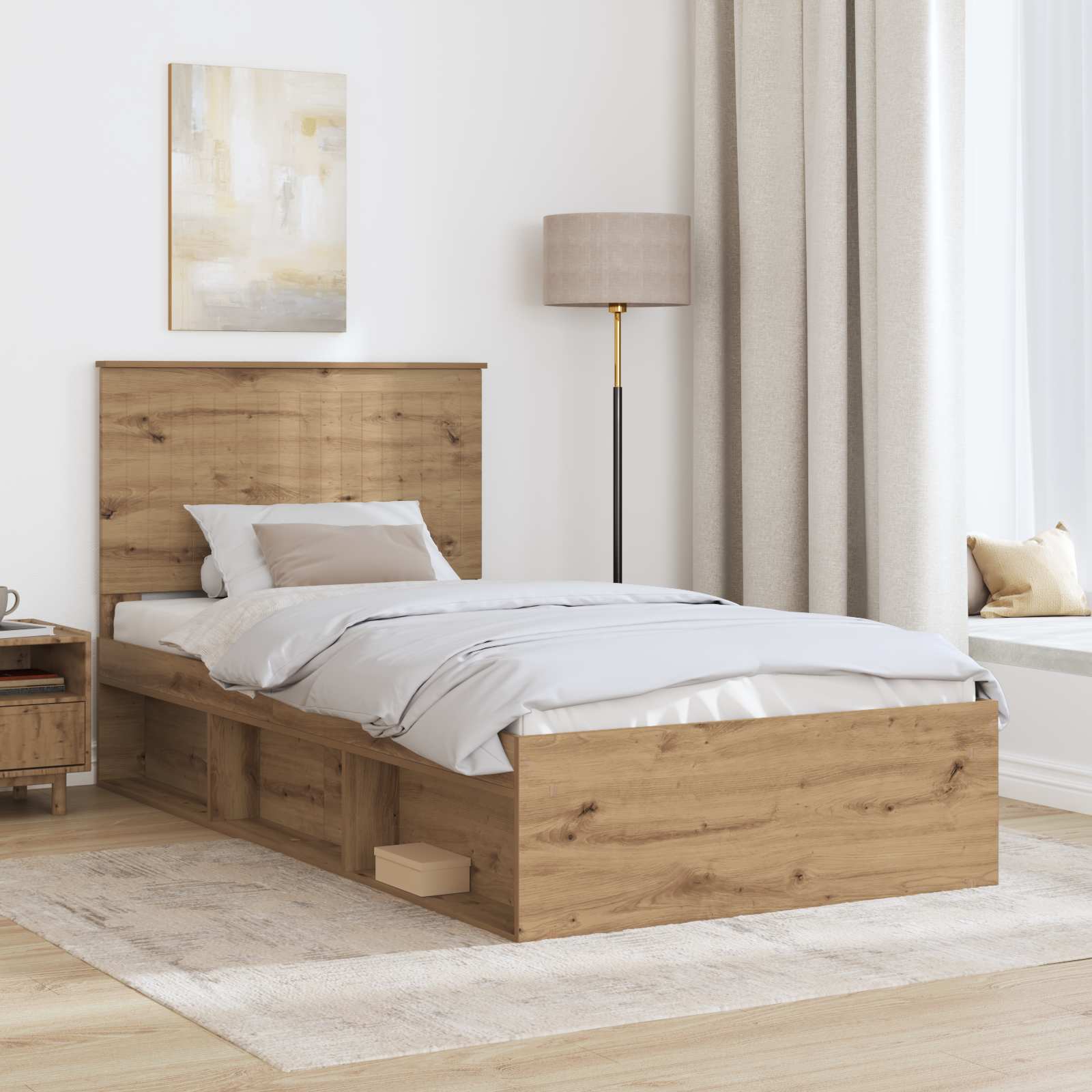 Bedframe Ambachtelijk eiken 100 x 200 cm Massief grenenhout