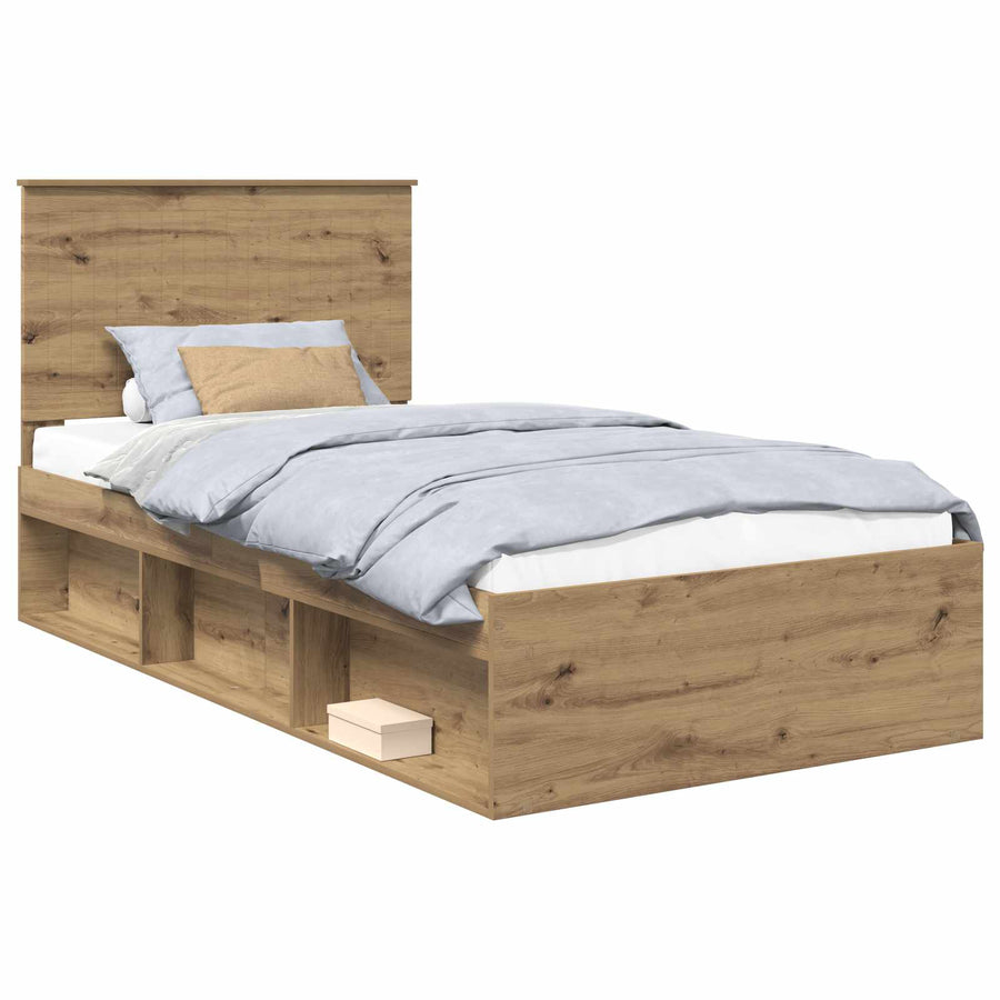 Bedframe Ambachtelijk eiken 100 x 200 cm Massief grenenhout