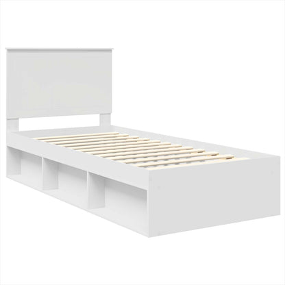 Bedframe met hoofdeinde Wit 90 x 200 cm Massief grenenhout