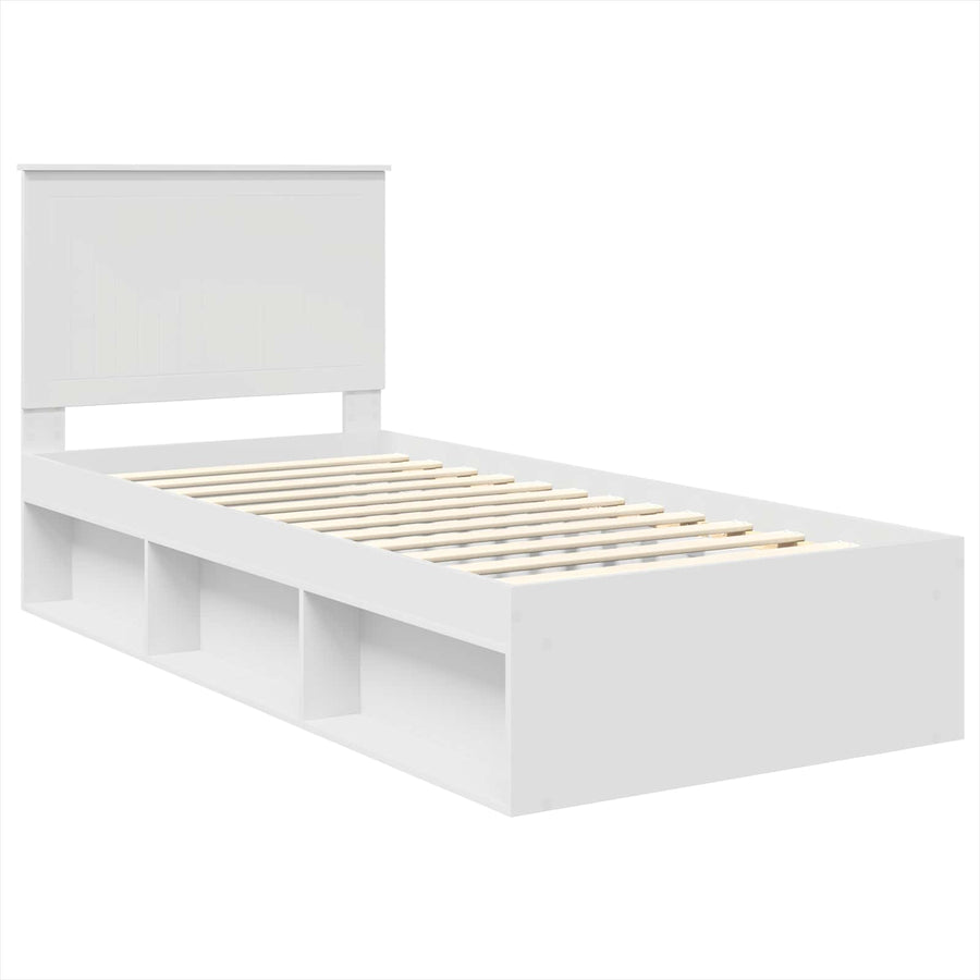 Bedframe met hoofdeinde Wit 90 x 200 cm Massief grenenhout