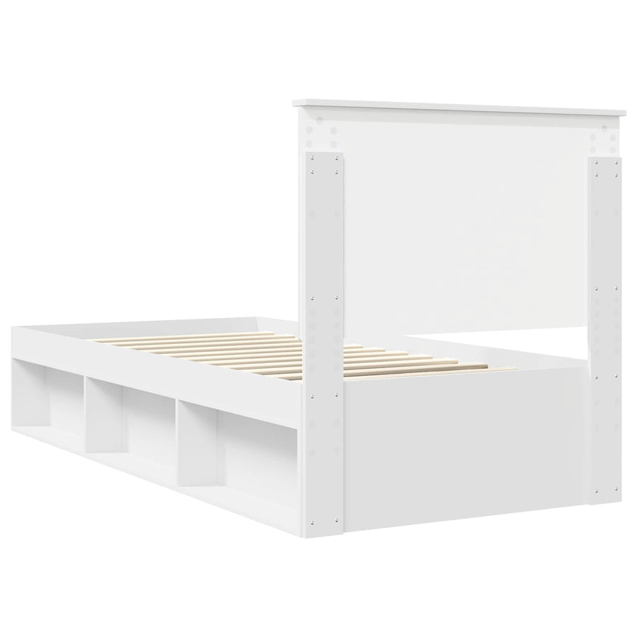 Bedframe met hoofdeinde Wit 90 x 200 cm Massief grenenhout