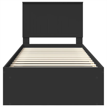 Bedframe met hoofdeinde Zwart 90 x 200 cm Massief grenenhout