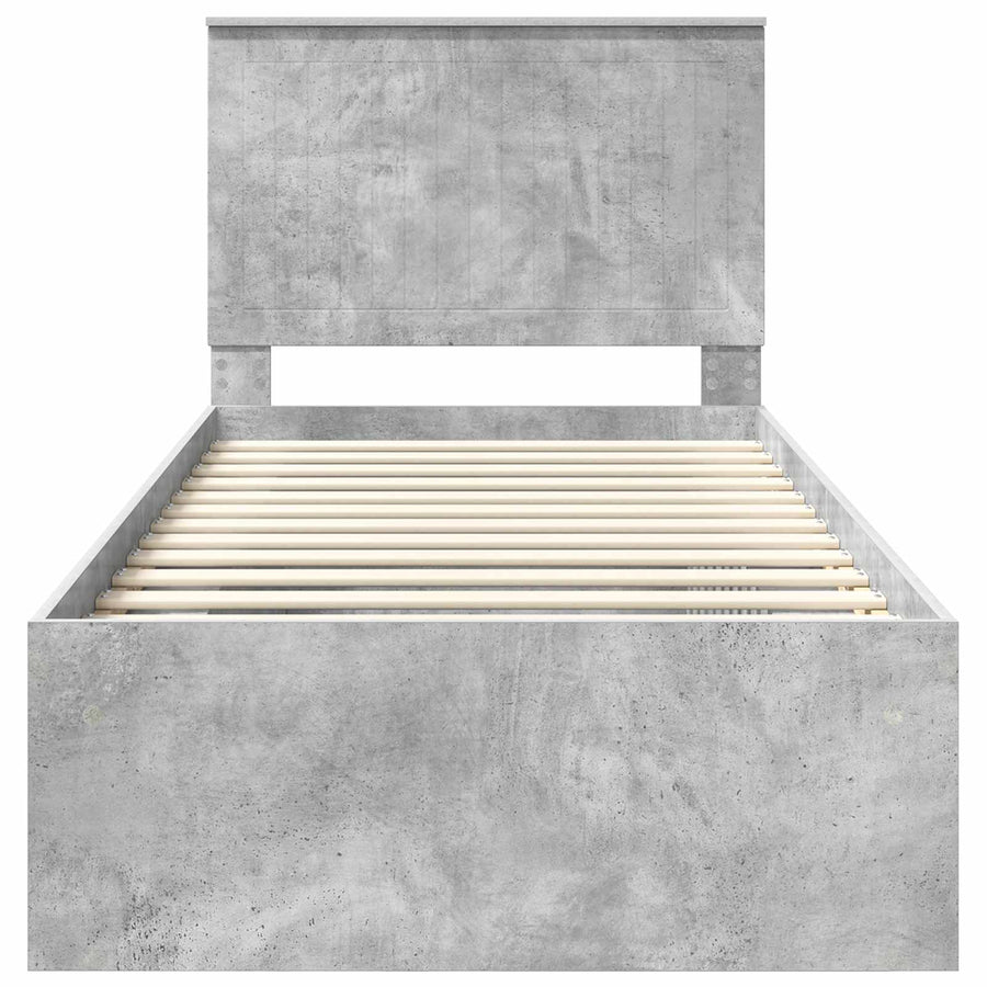 Bedframe met hoofdeinde Beton 90 x 200 cm Massief grenenhout