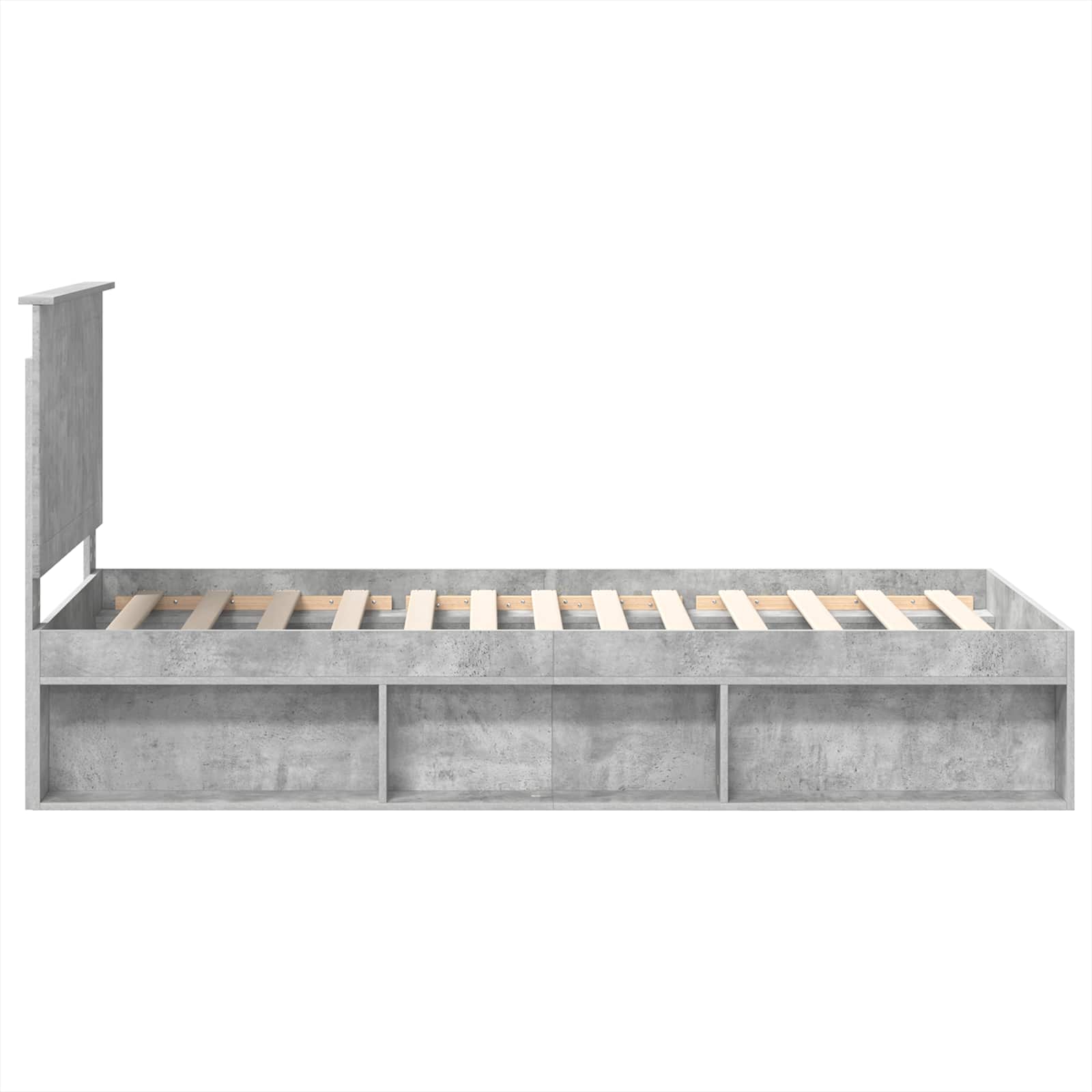 Bedframe met hoofdeinde Beton 90 x 200 cm Massief grenenhout
