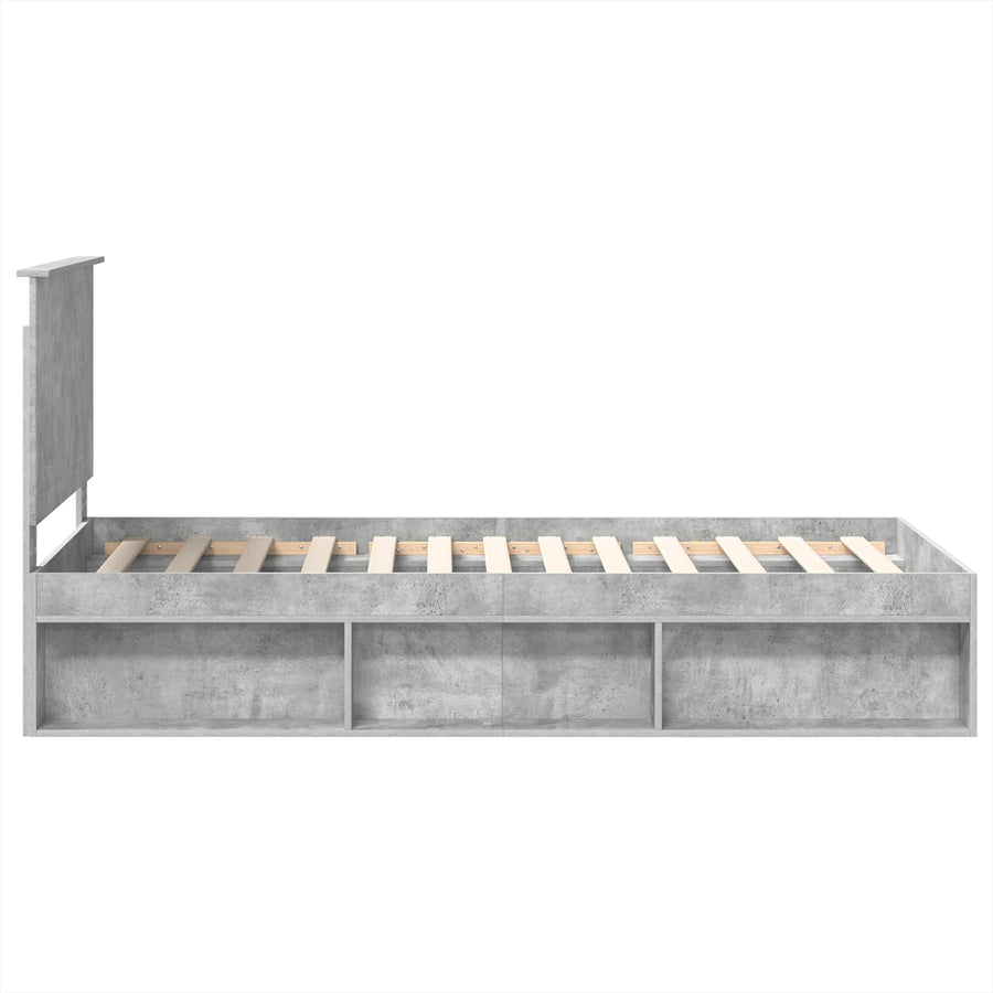 Bedframe met hoofdeinde Beton 90 x 200 cm Massief grenenhout