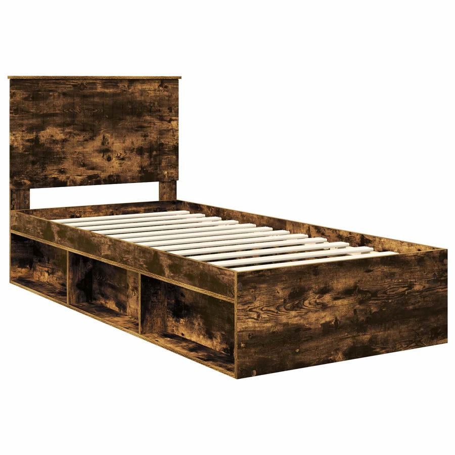 Bedframe Gerookt eiken 90 x 200 cm Massief grenenhout