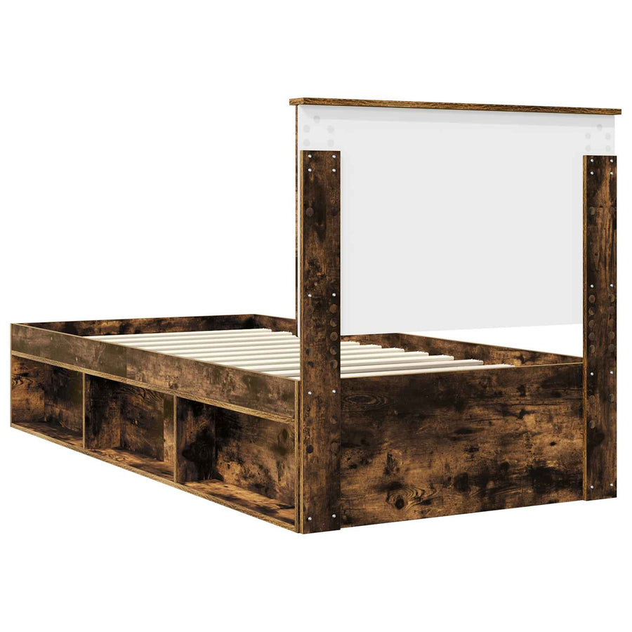 Bedframe Gerookt eiken 90 x 200 cm Massief grenenhout