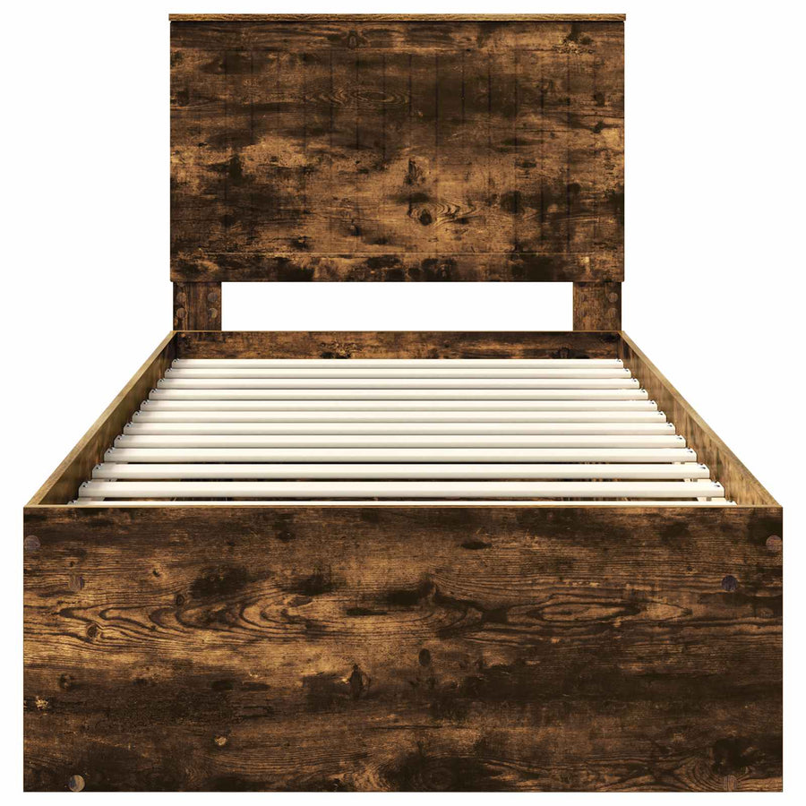 Bedframe Gerookt eiken 90 x 200 cm Massief grenenhout