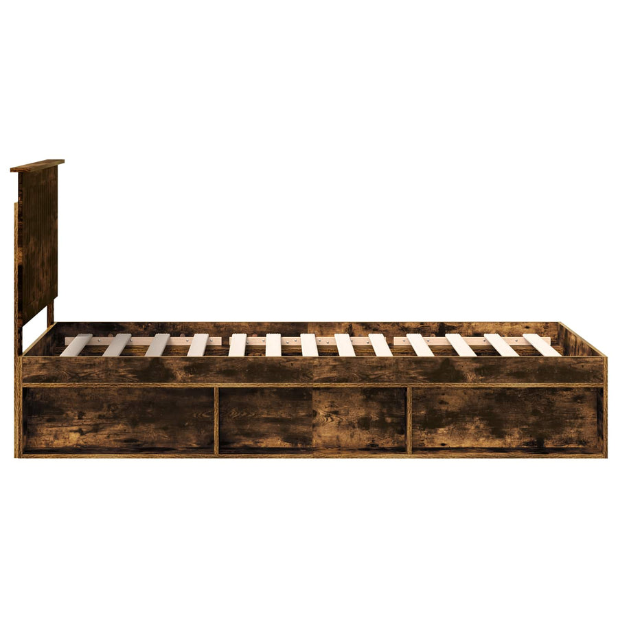 Bedframe Gerookt eiken 90 x 200 cm Massief grenenhout