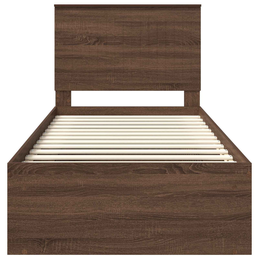 Bedframe Bruin Eiken 90 x 200 cm Massief grenenhout